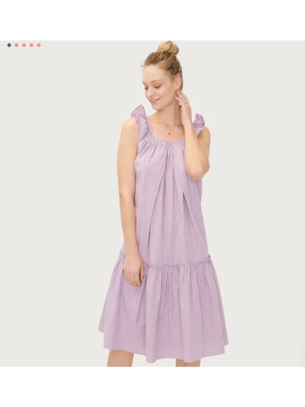 NWT HATCH THE SMOCKED SECRET NURSING midi DRESS purple LILAC GINGHAM SZ3 bust56
